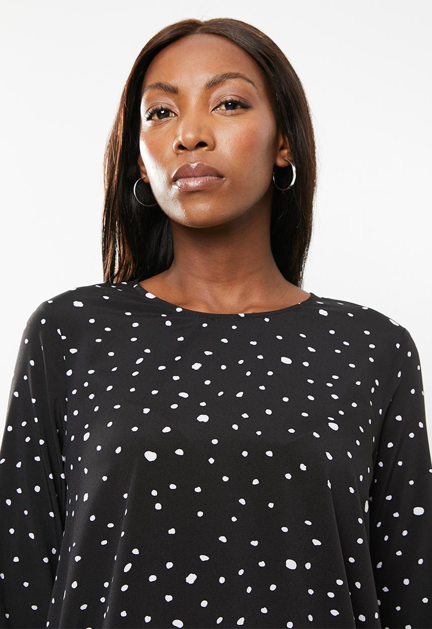 Glamorous - Maternity messy spot tunic - black & white