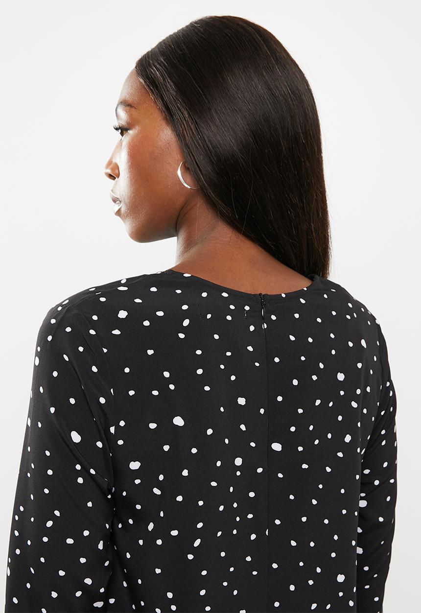 Glamorous - Maternity messy spot tunic - black & white