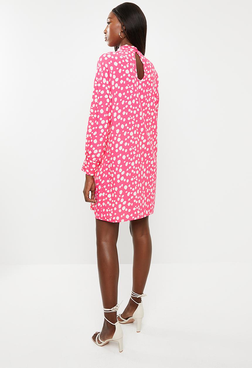 Glamorous - Maternity spot leopard tunic - pink & white 