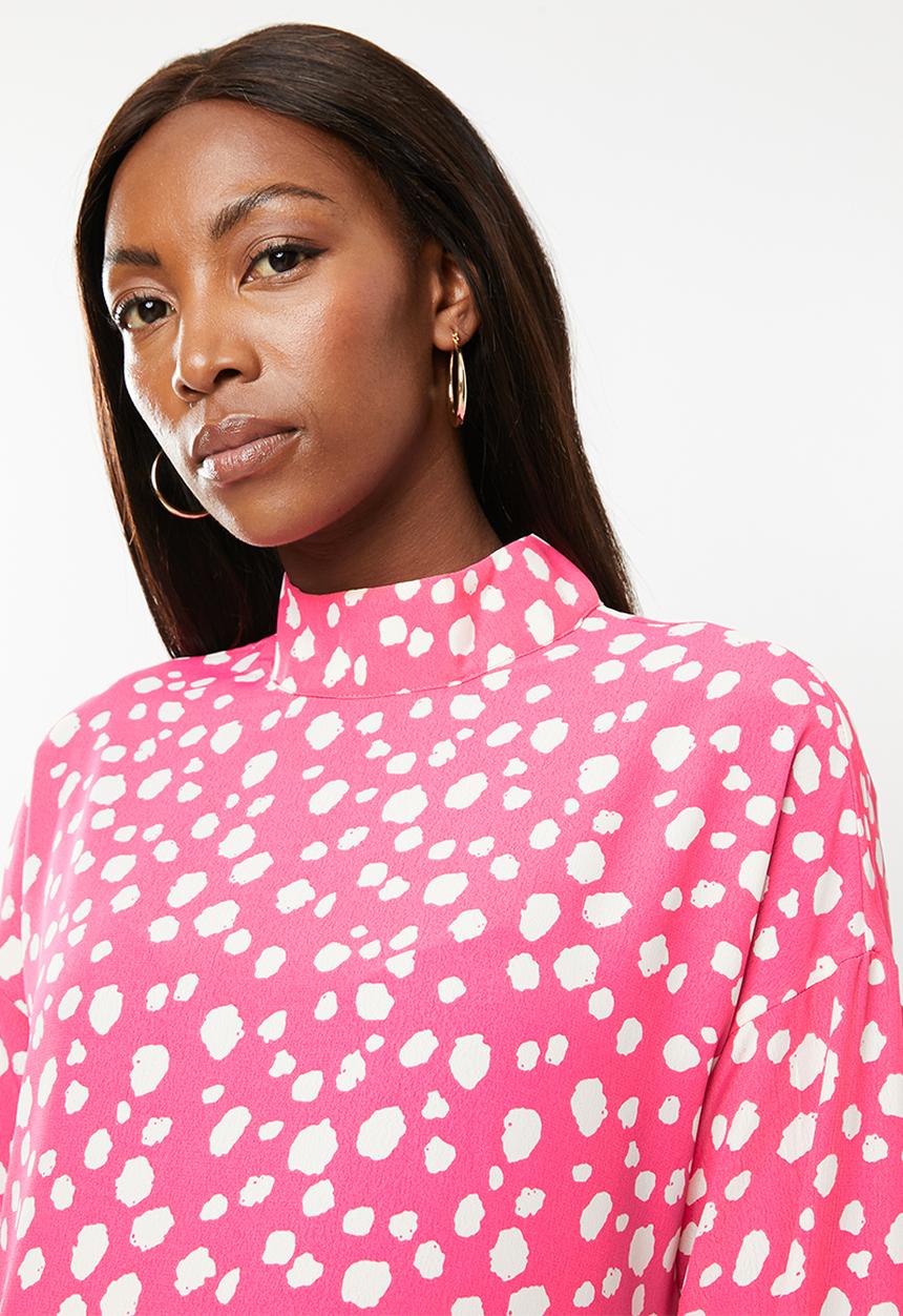 Glamorous - Maternity spot leopard tunic - pink & white 