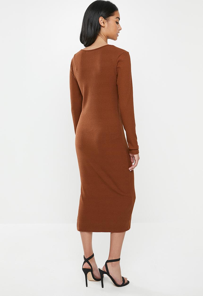 Glamorous - Petite bodycon midi  - brown