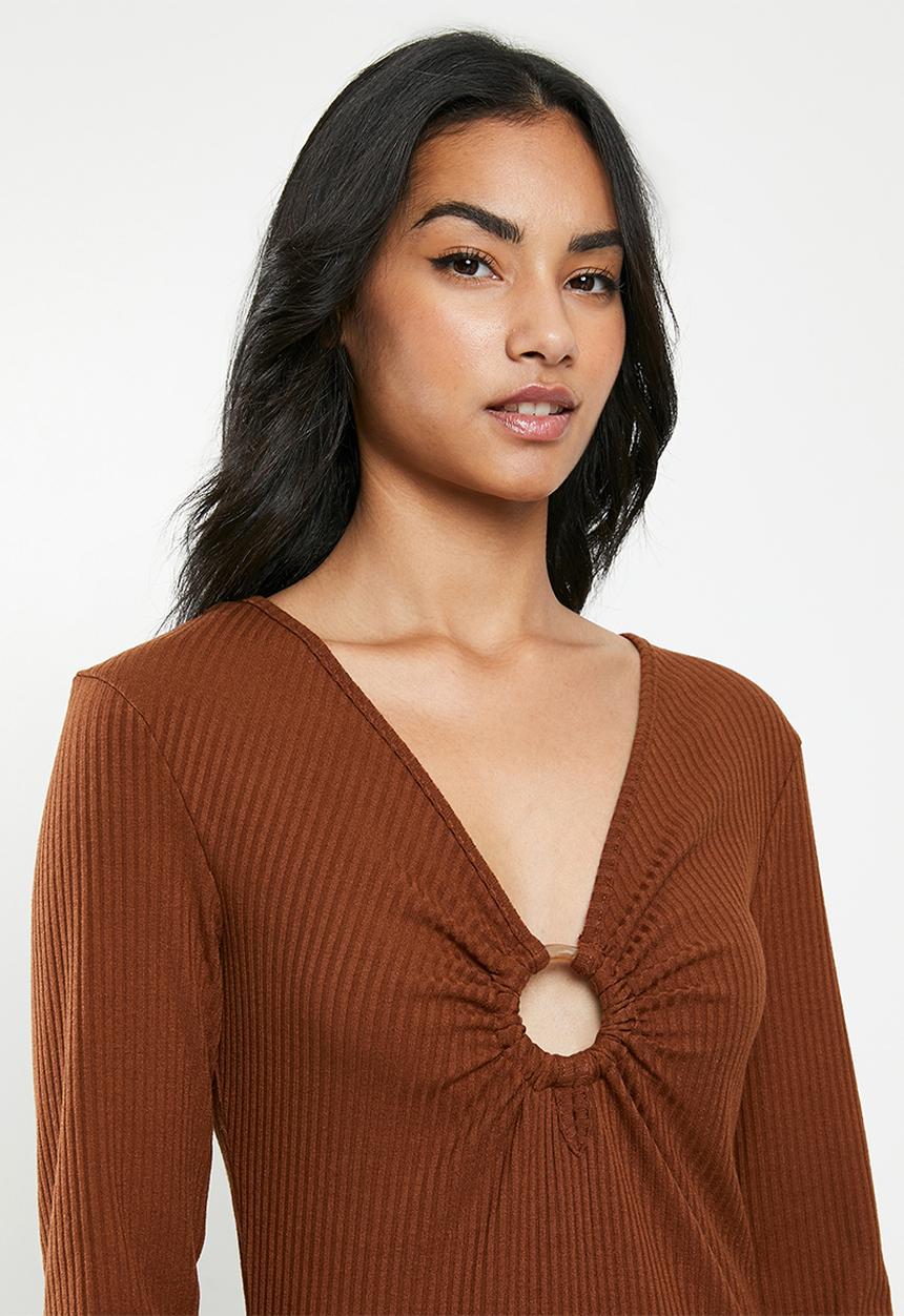 Glamorous - Petite bodycon midi  - brown