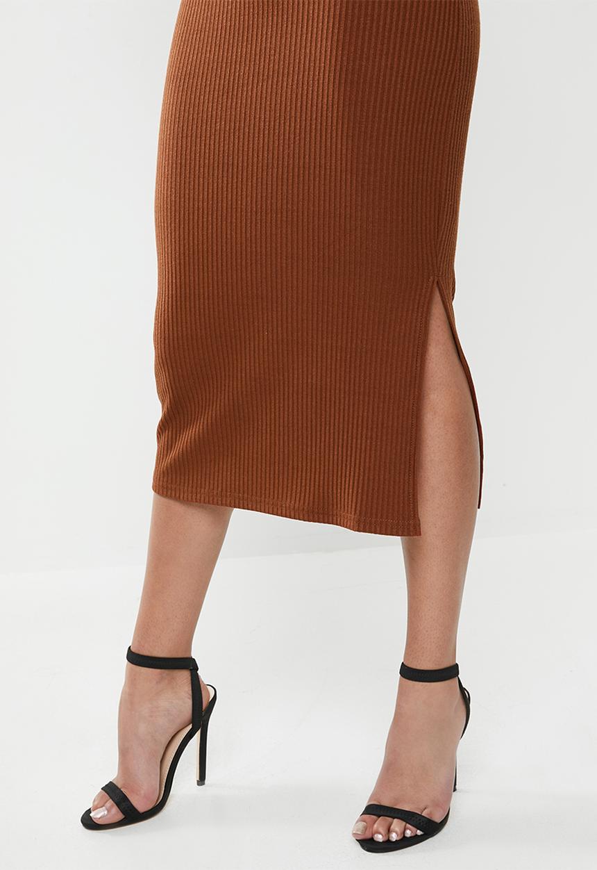 Glamorous - Petite bodycon midi  - brown