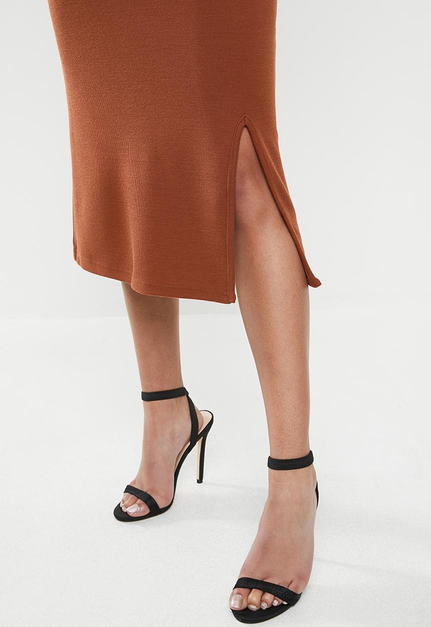 Glamorous - Petite belted pencil skirt - rust