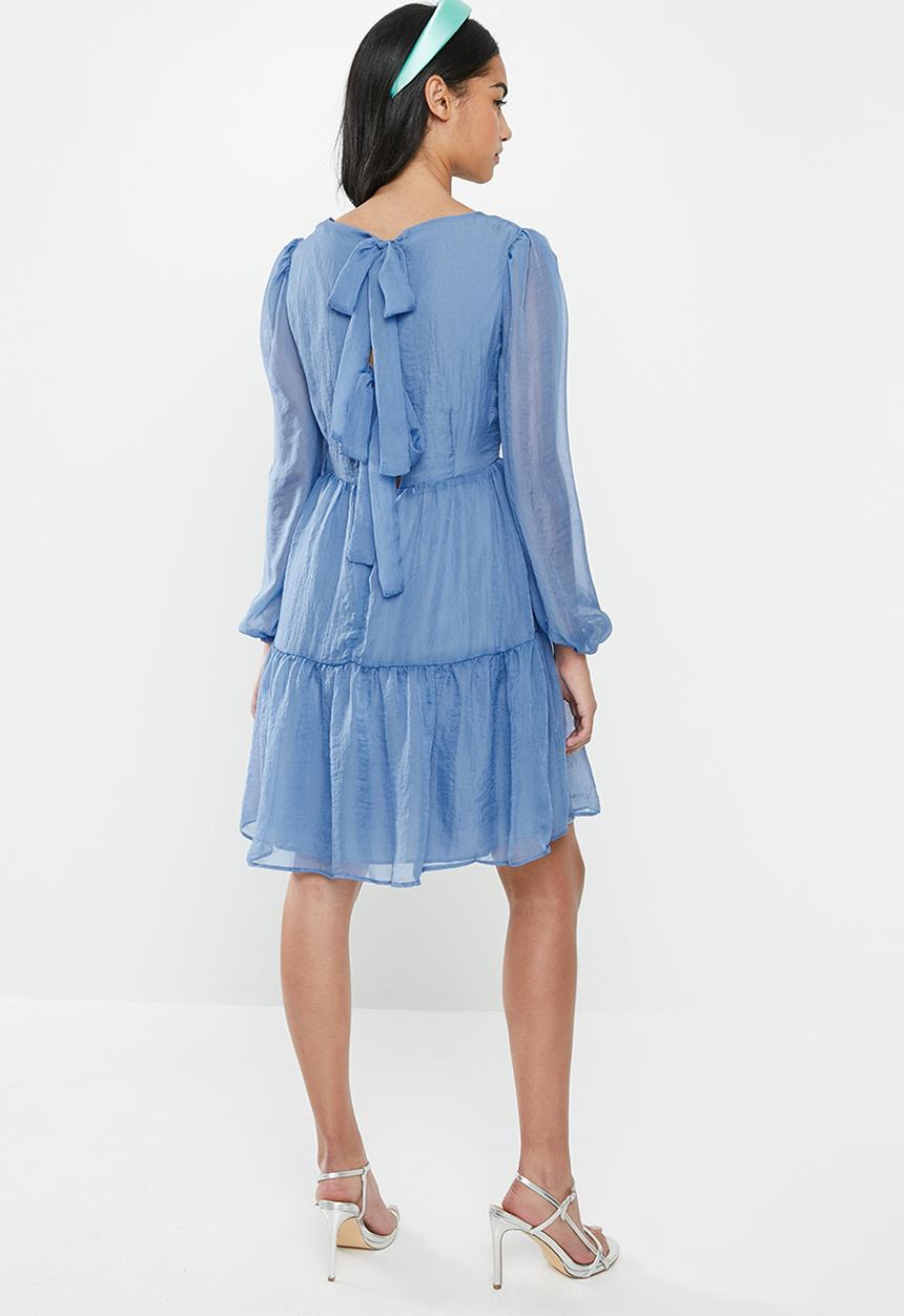 Glamorous - Petite sheer sleeve tiered - blue