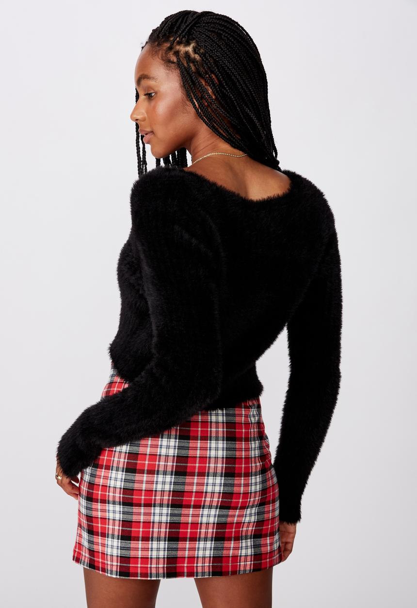 Factorie - Fluffy crop cardi - black