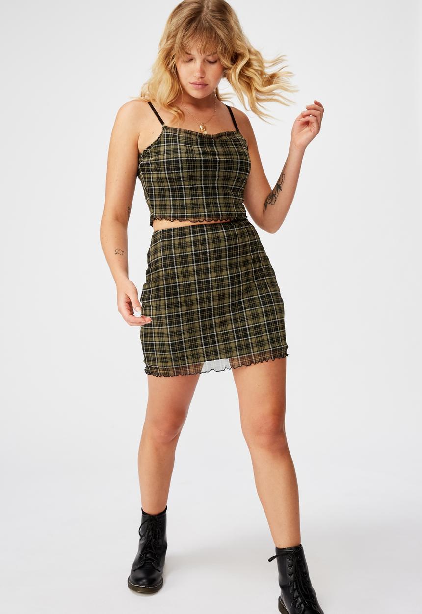 Factorie - Mesh skirt - khaki & black 