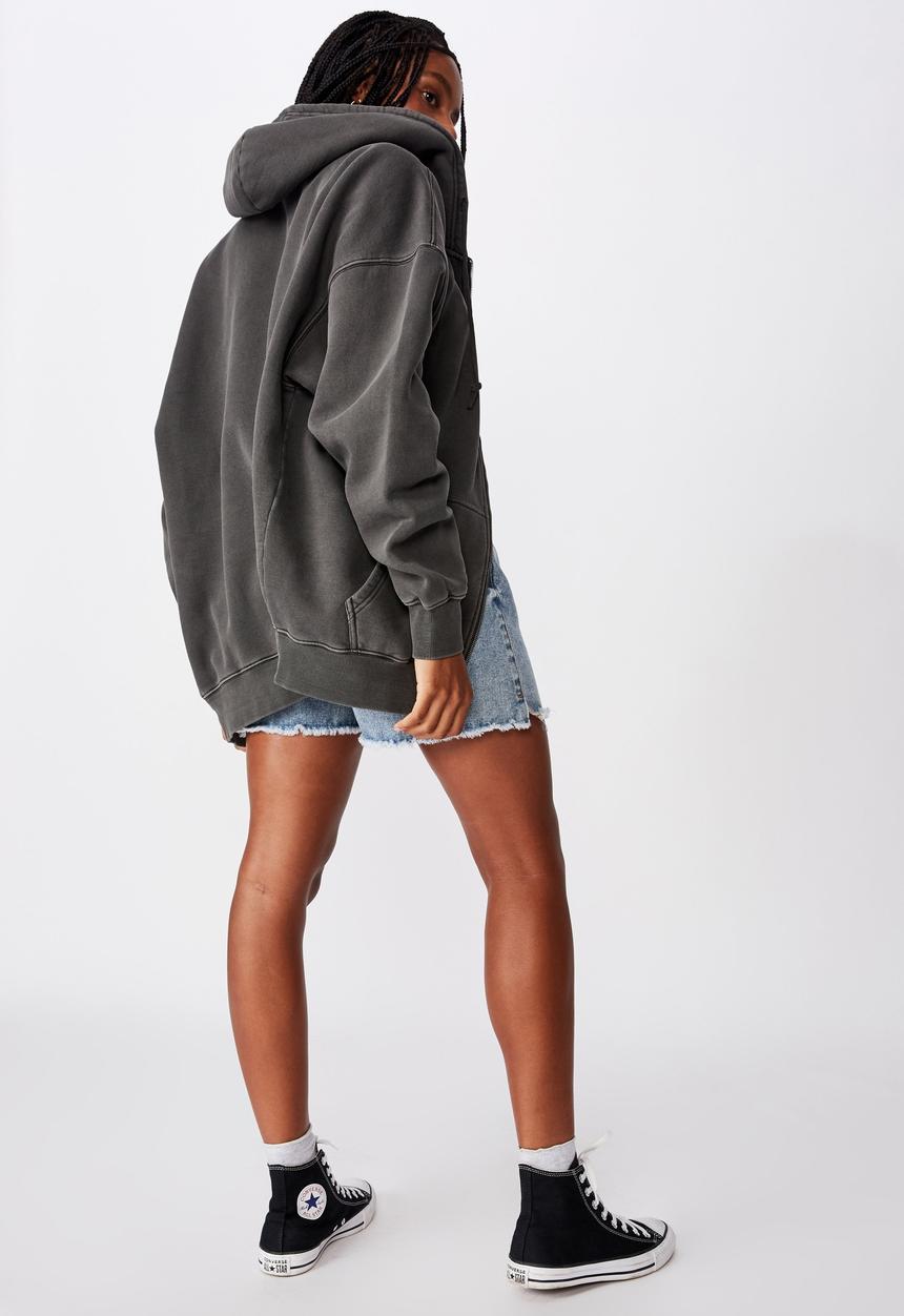 Factorie - Oversized heavy washed fleece jacket - charcoal 