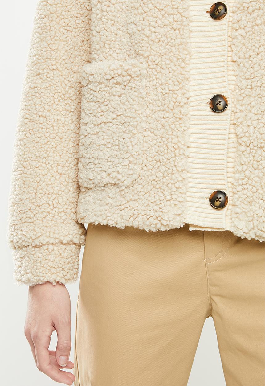 Vero Moda - Annika short teddy jacket - neutral