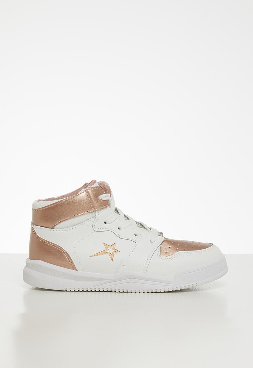SOVIET - K maverick hi cut lace up- white & rose gold
