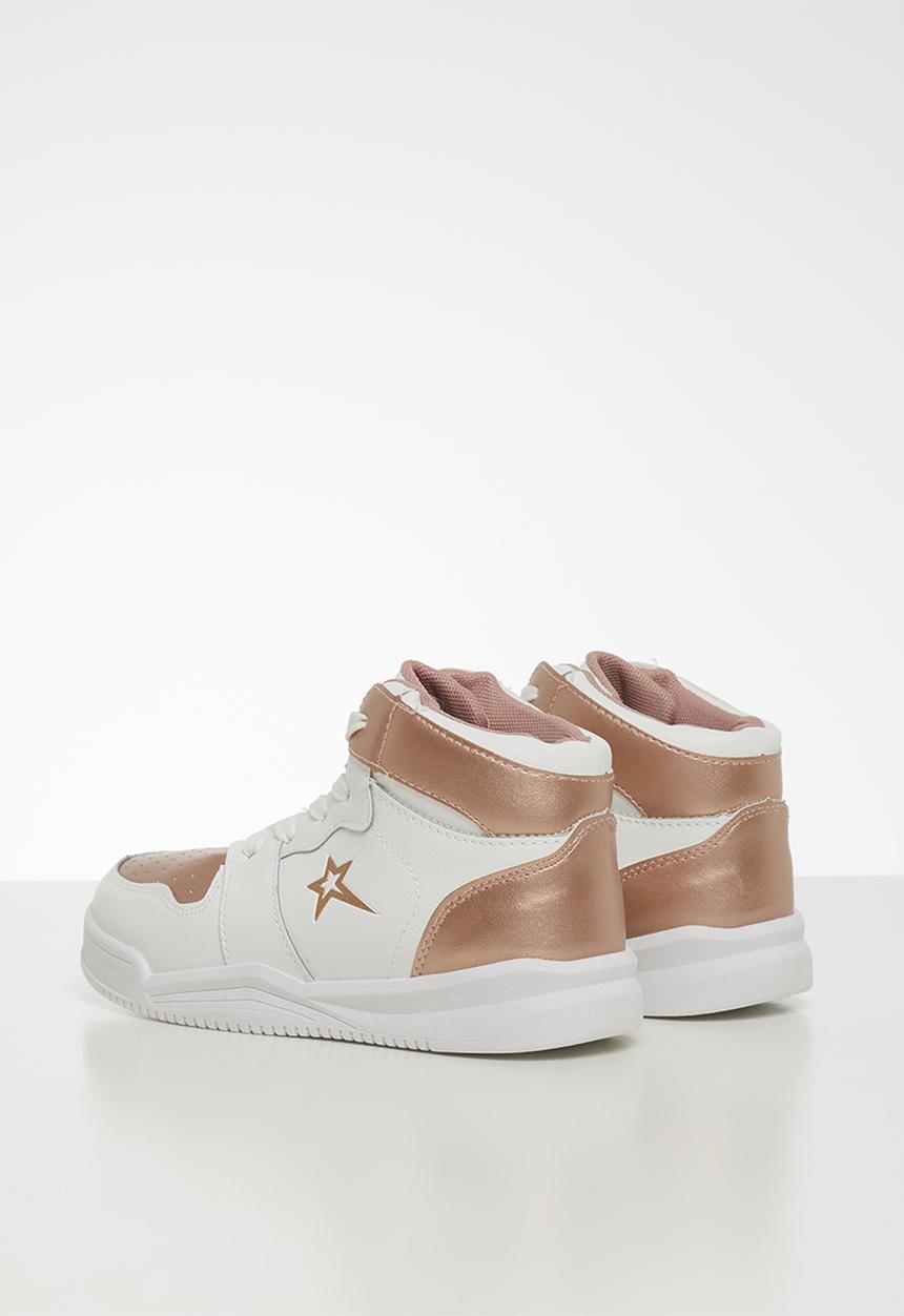 SOVIET - K maverick hi cut lace up- white & rose gold