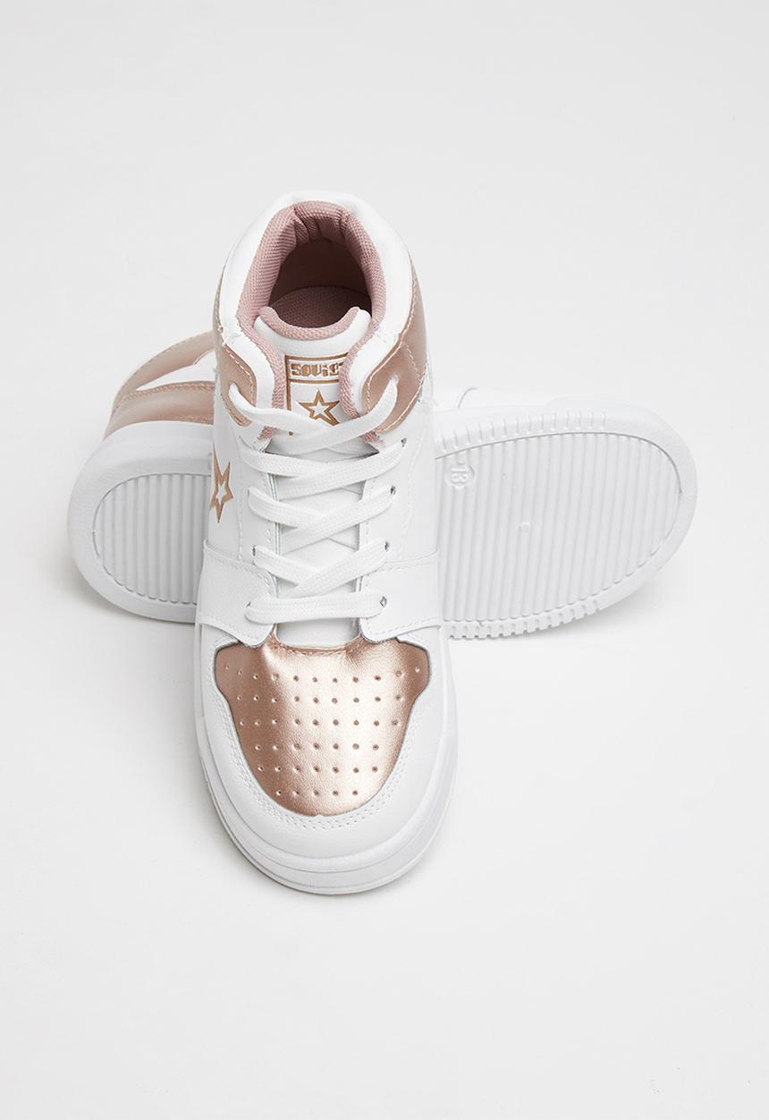 SOVIET - K maverick hi cut lace up- white & rose gold