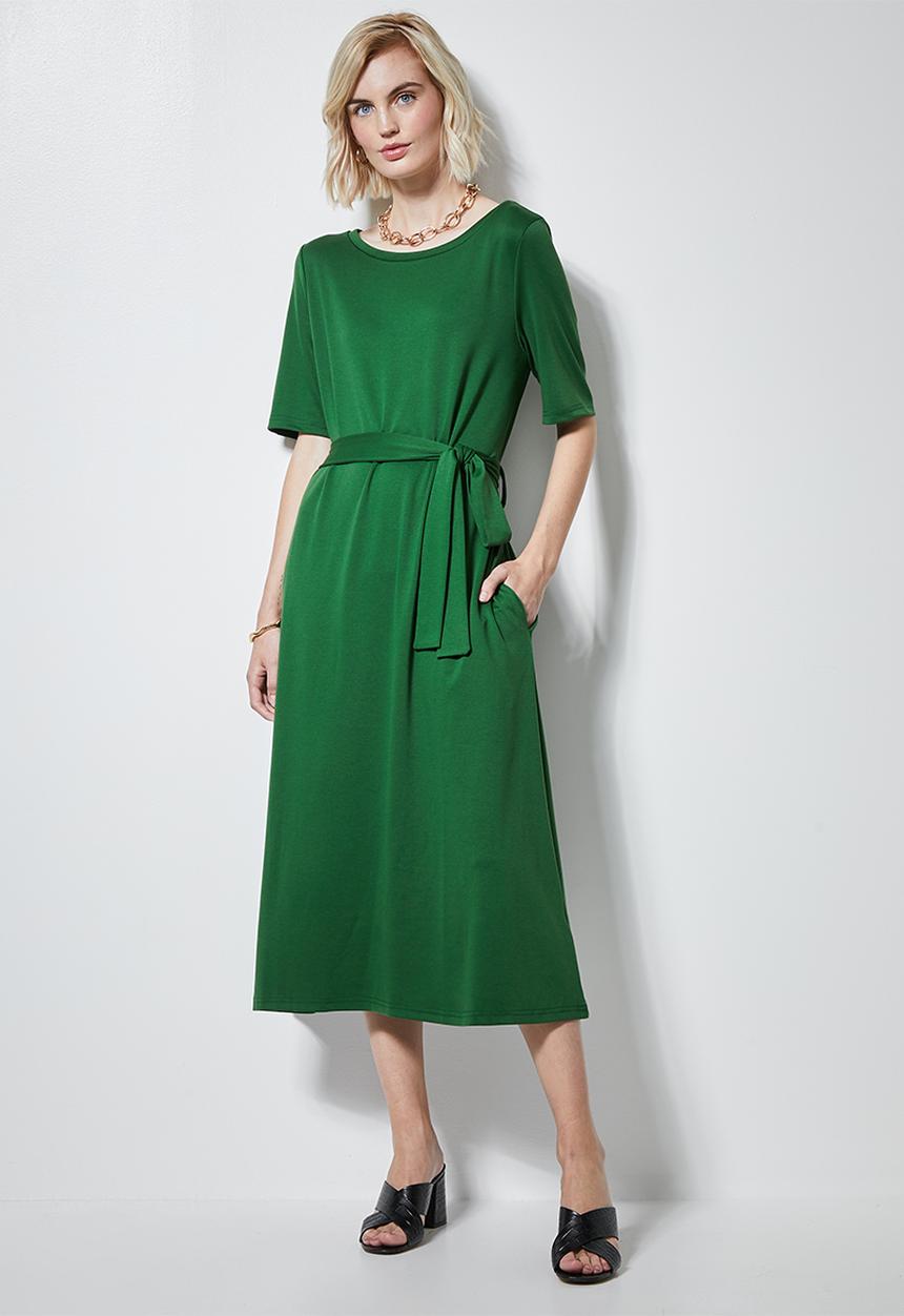 Superbalist - Fit & flare belted dress - green