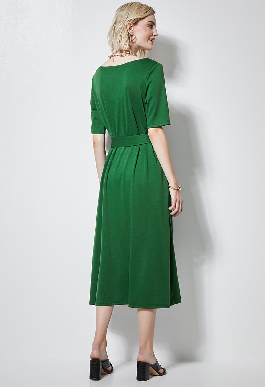 Superbalist - Fit & flare belted dress - green