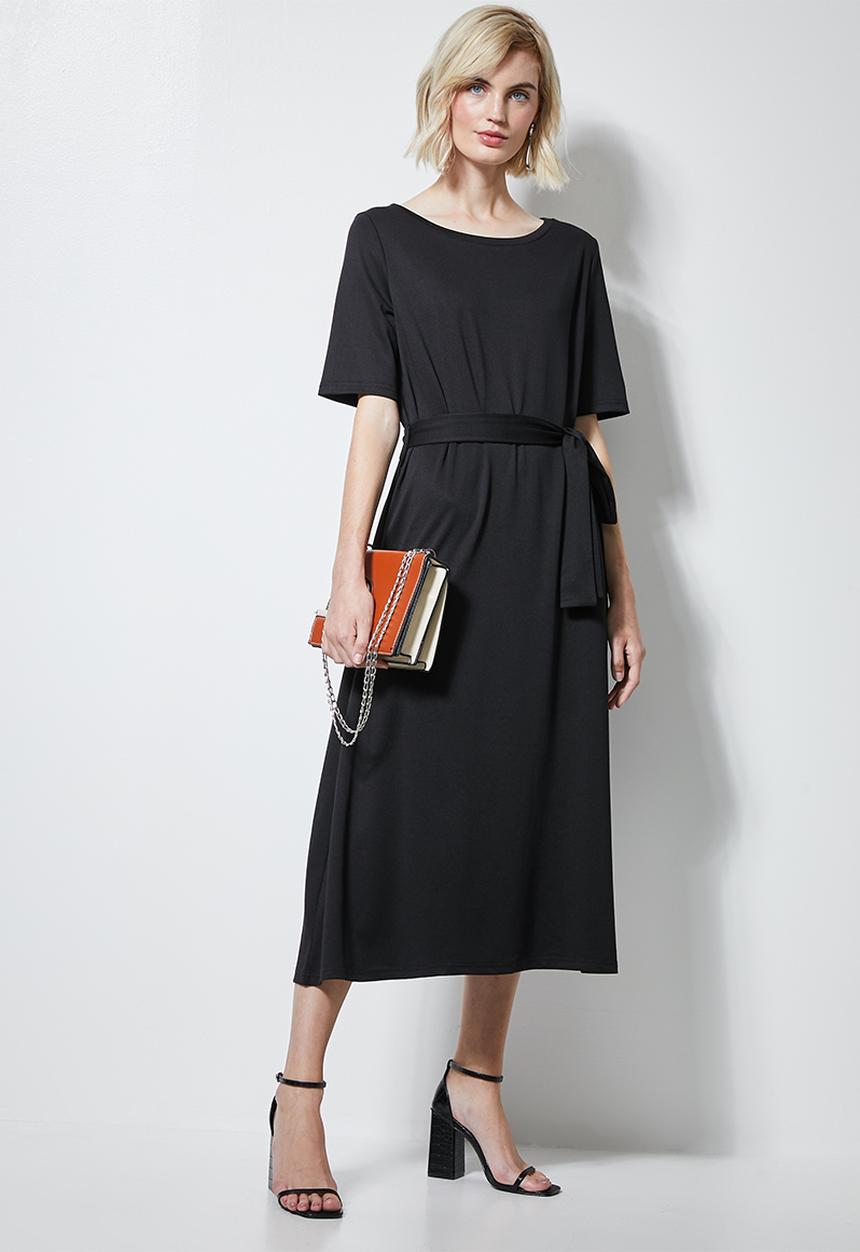 Superbalist - Fit & flare belted dress - black