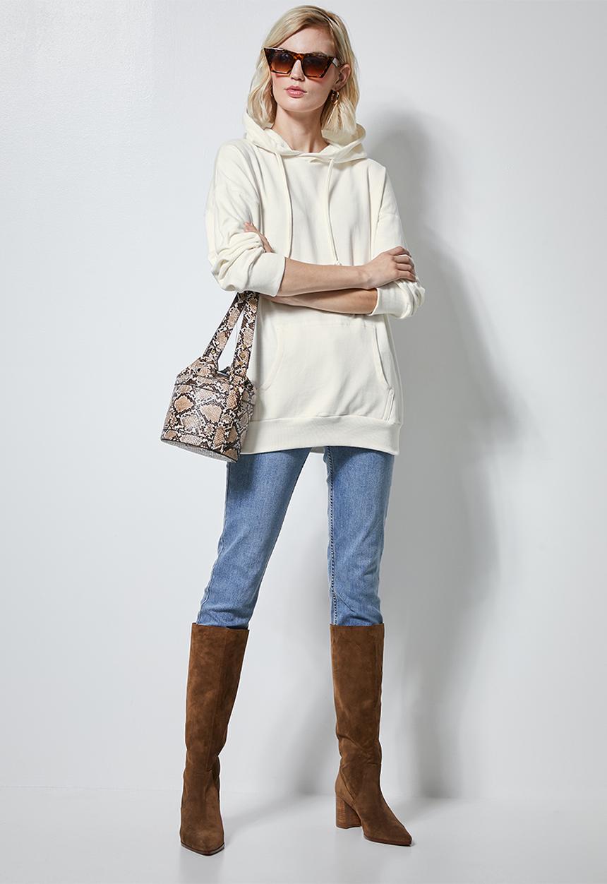 Superbalist - Longline hoodie - cream 