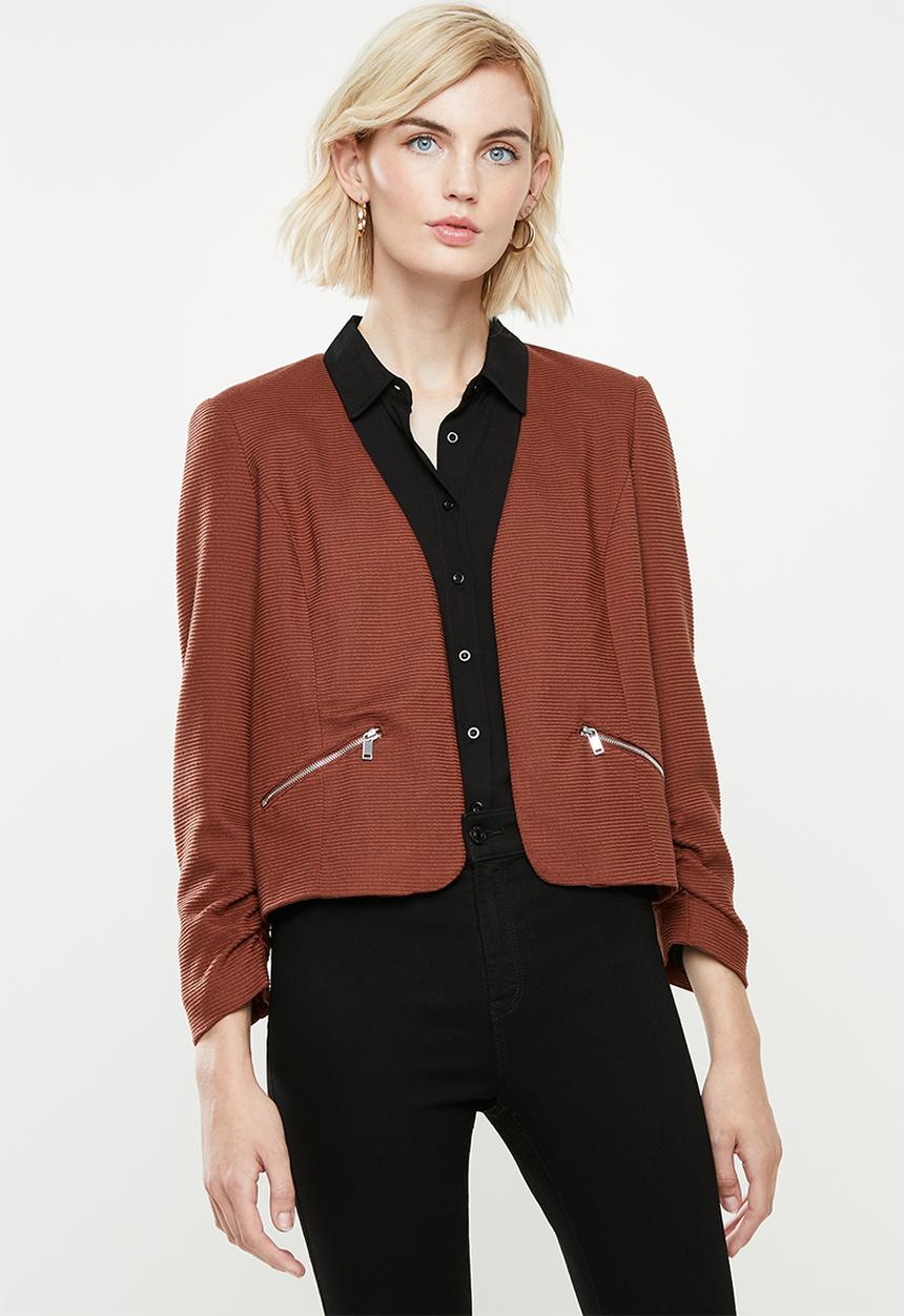 Vero Moda - Inez 3/4 zip blazer boo - mahogany