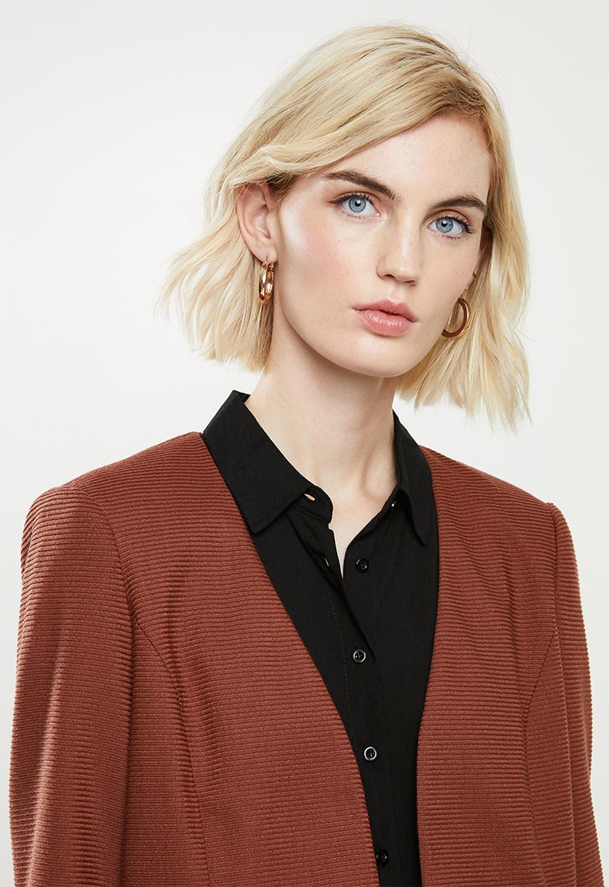 Vero Moda - Inez 3/4 zip blazer boo - mahogany