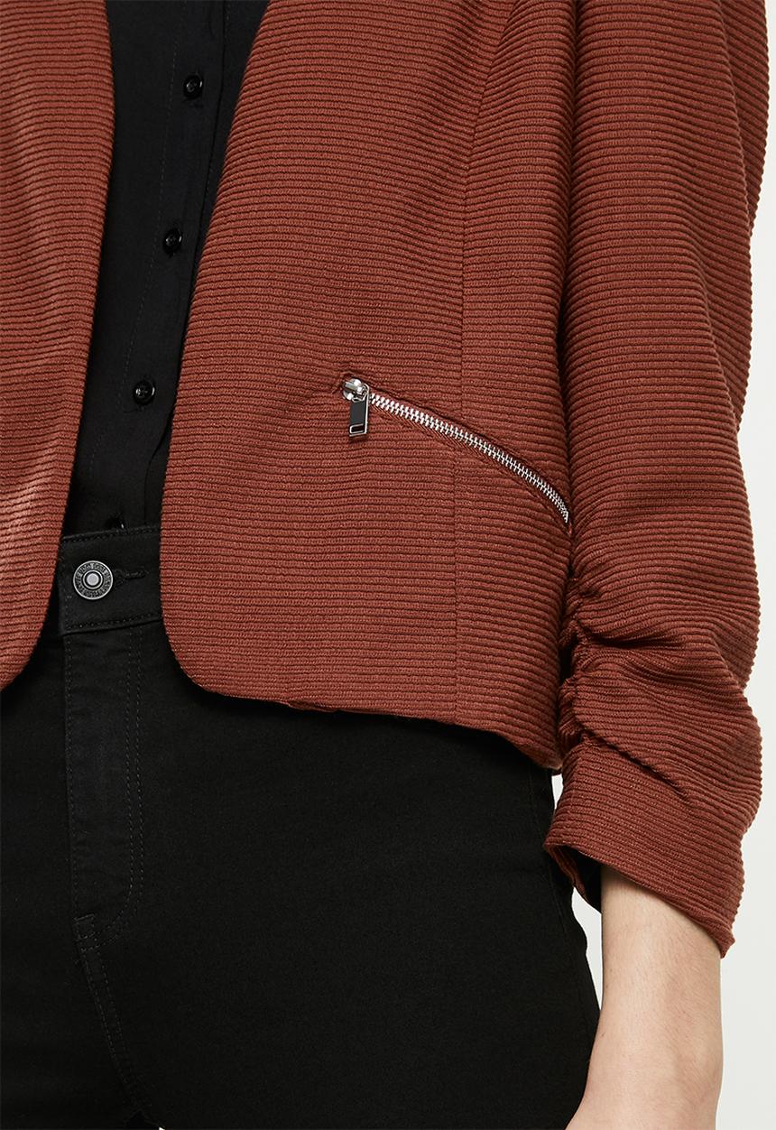 Vero Moda - Inez 3/4 zip blazer boo - mahogany
