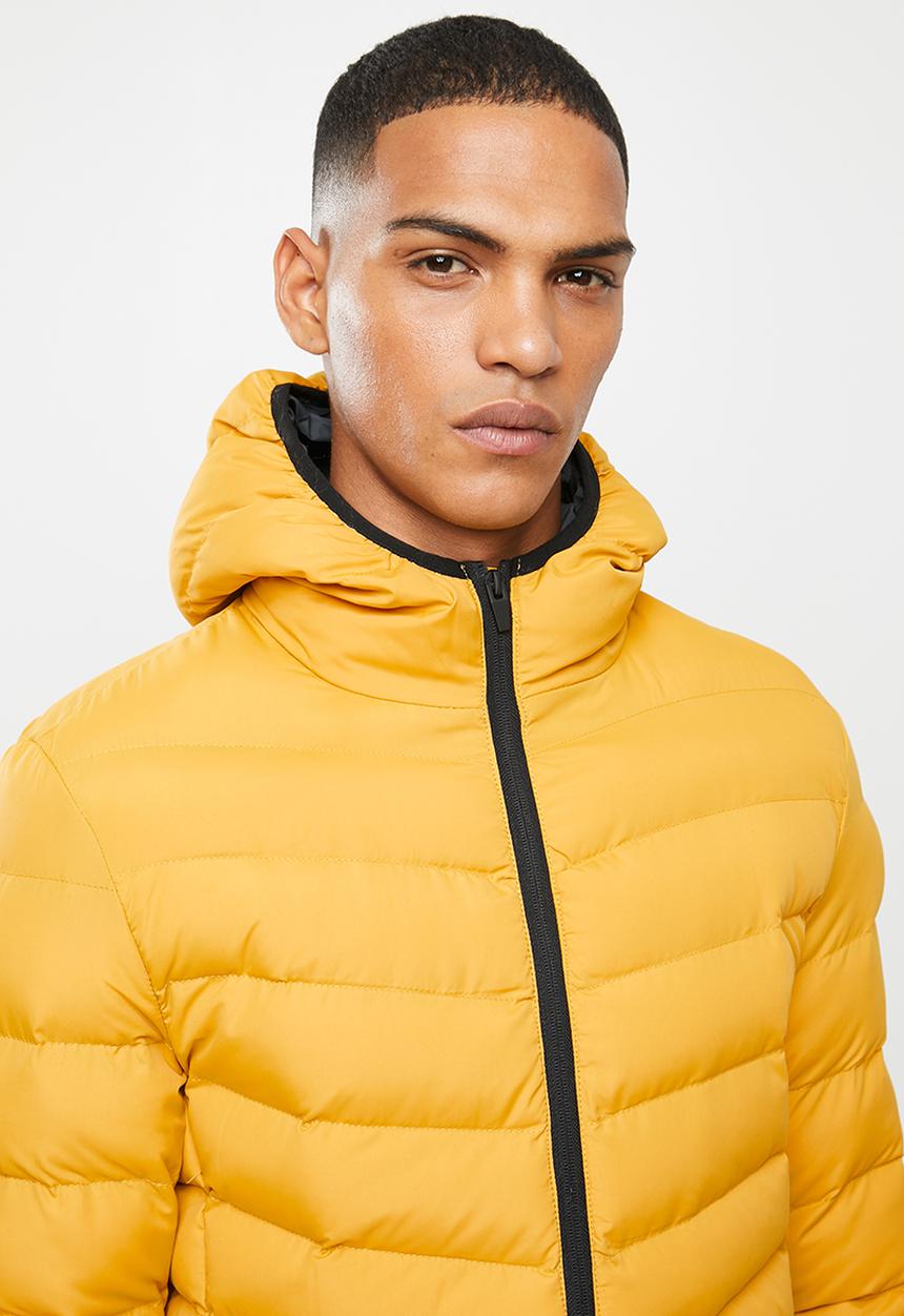 Brave Soul - Grant plain puffer jacket - yellow
