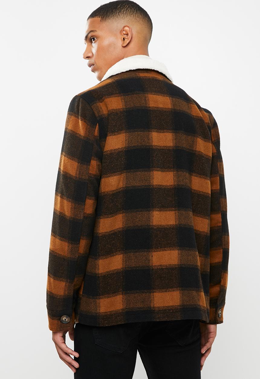 Brave Soul - Augustus checked jacket - black & brown