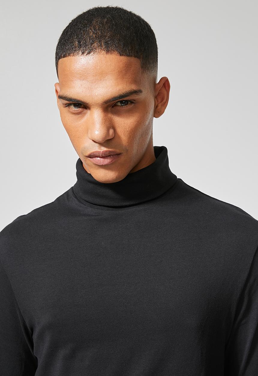 Superbalist - Plain roll neck long sleeve tee - black