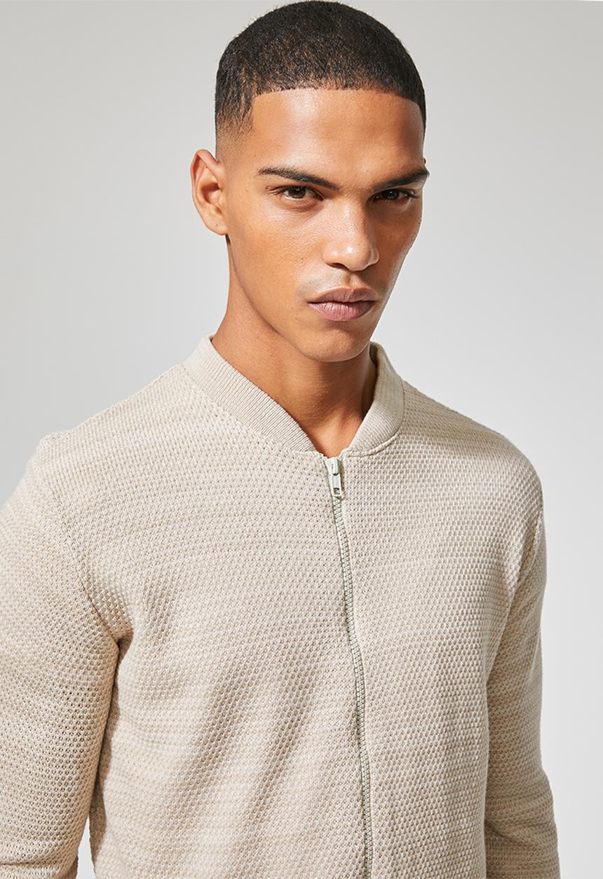 Superbalist - Zip through knit bomber - beige
