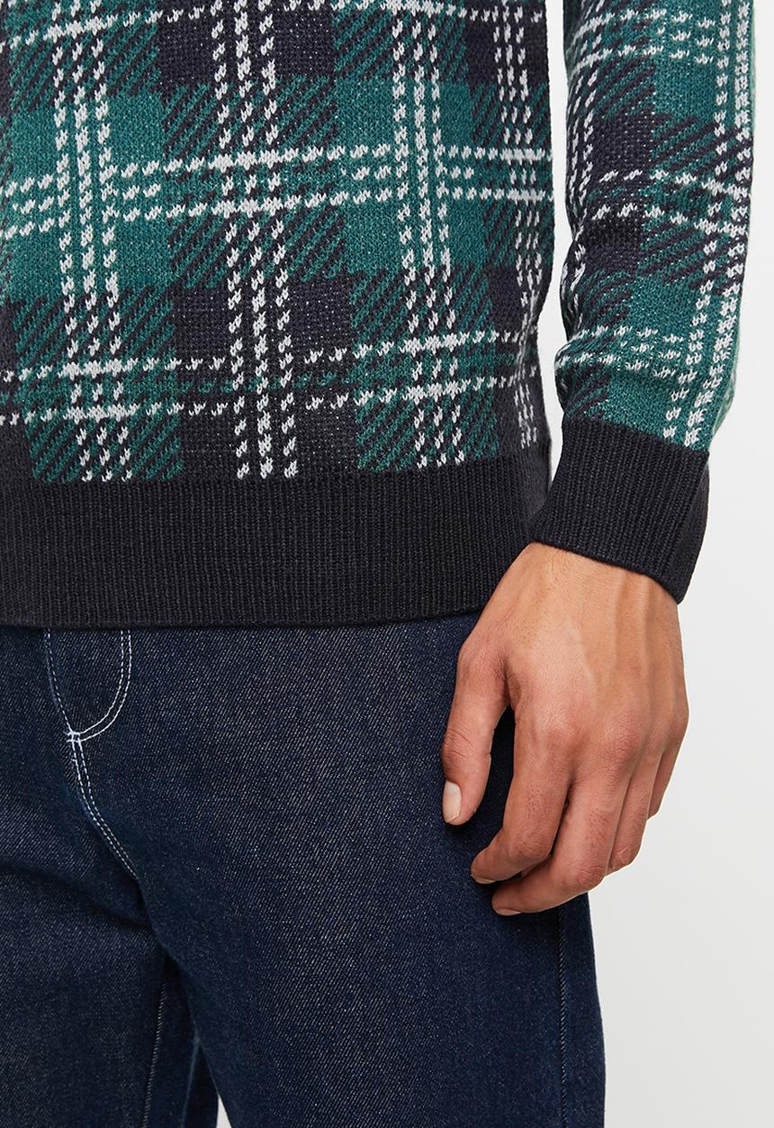Brave Soul - Rainsford check crew knitwear - multi 