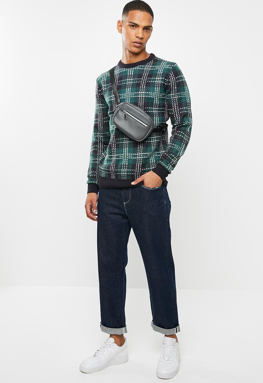 Brave Soul - Rainsford check crew knitwear - multi 
