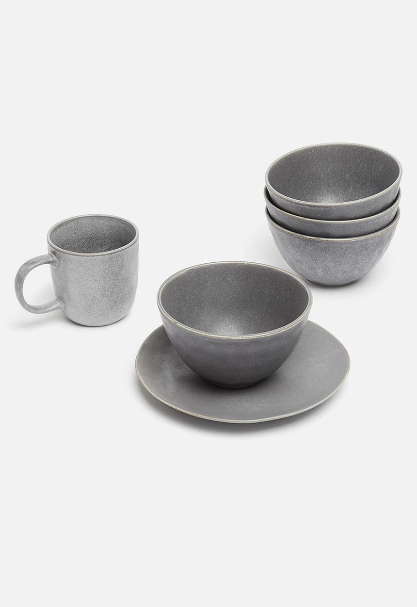Excellent Houseware - Stoneware bowl - dark grey