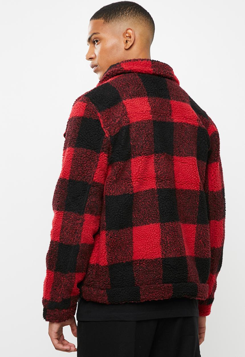 Brave Soul -  Tedcheck western borg jacket  - red & black