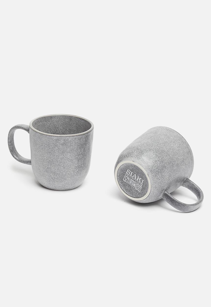 Excellent Houseware - Stoneware mug set of 6 - dark grey