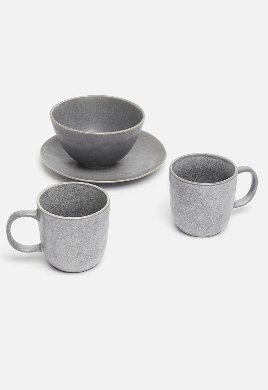Excellent Houseware - Stoneware mug set of 6 - dark grey