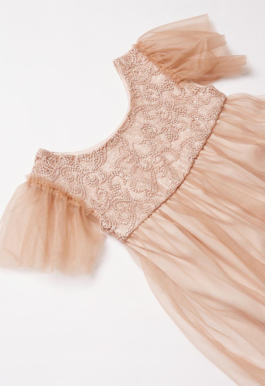 Superbalist Kids - Flutter sleeve tulle dress - dusty pink