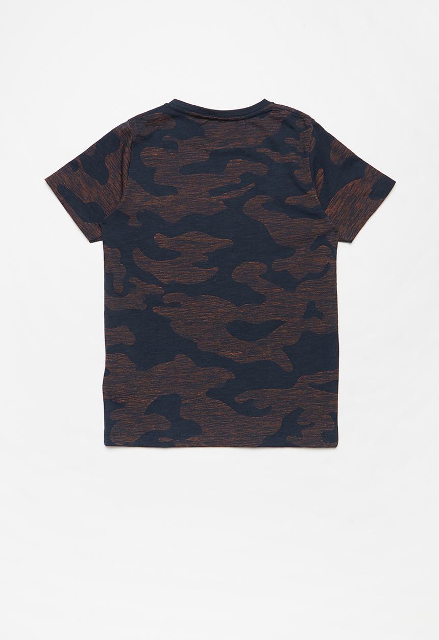 Name It - Niam short sleeve top - navy & orange 