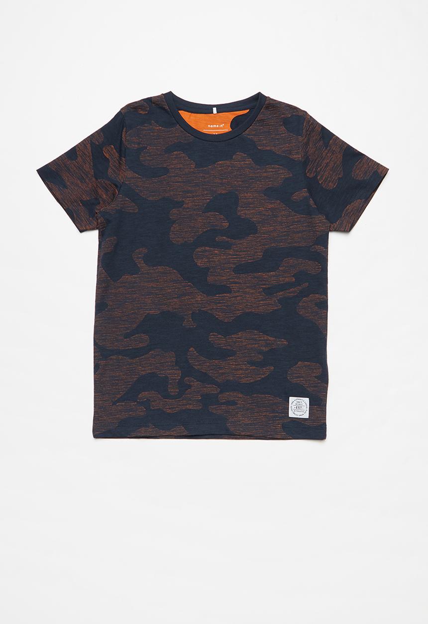 Name It - Niam short sleeve top - navy & orange 