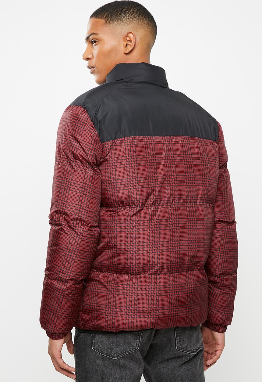 Brave Soul - Cassius printed padded jacket - black & red