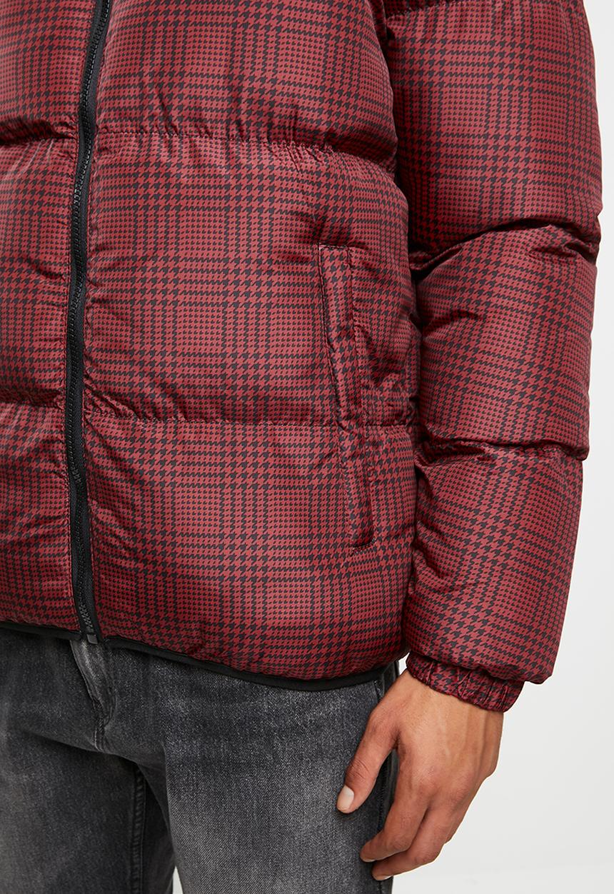 Brave Soul - Cassius printed padded jacket - black & red