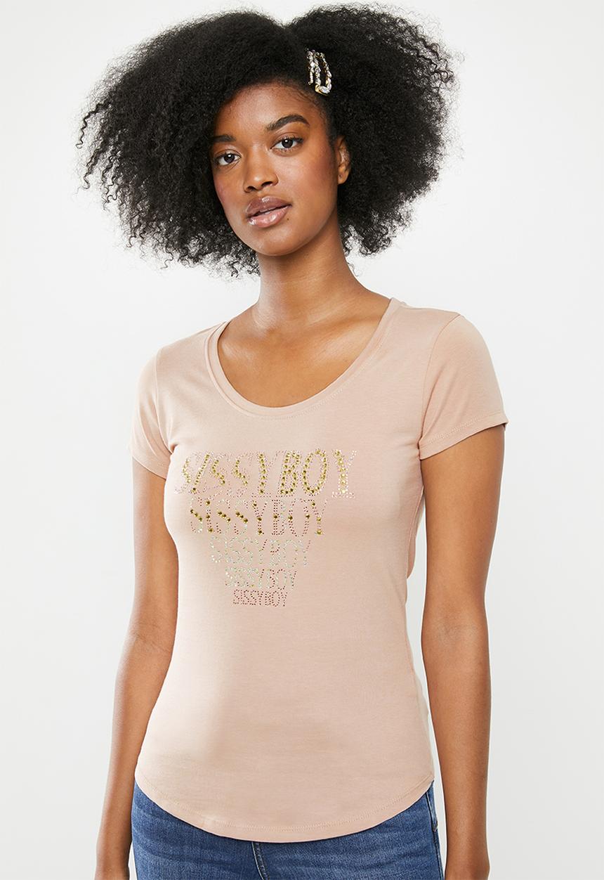 SISSY BOY - Round neck basic tee with logo detail - neutral