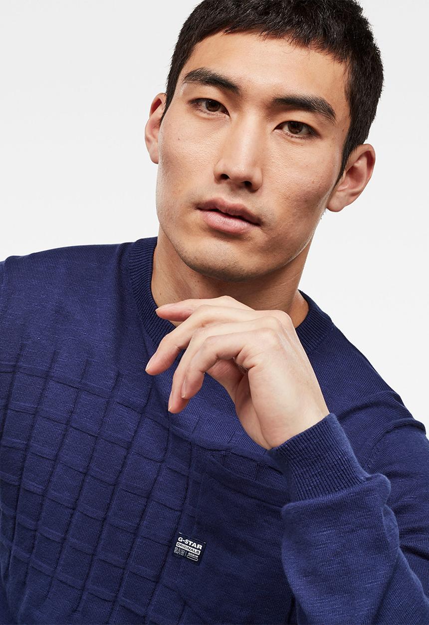 G-STAR - Basic chest pocket knit - blue