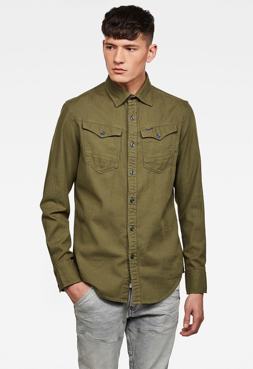 G-STAR - Arc 3D slim fit long sleeve shirt - khaki 