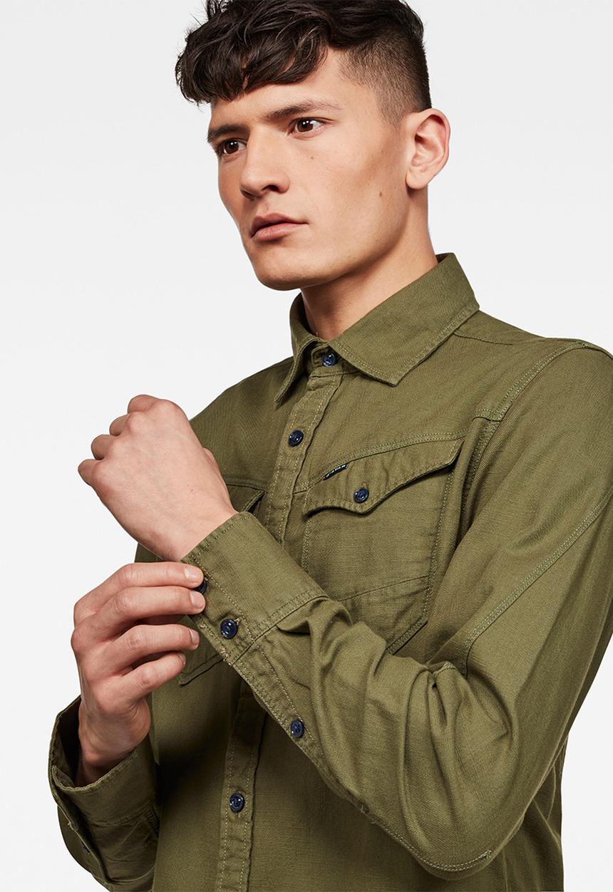 G-STAR - Arc 3D slim fit long sleeve shirt - khaki 