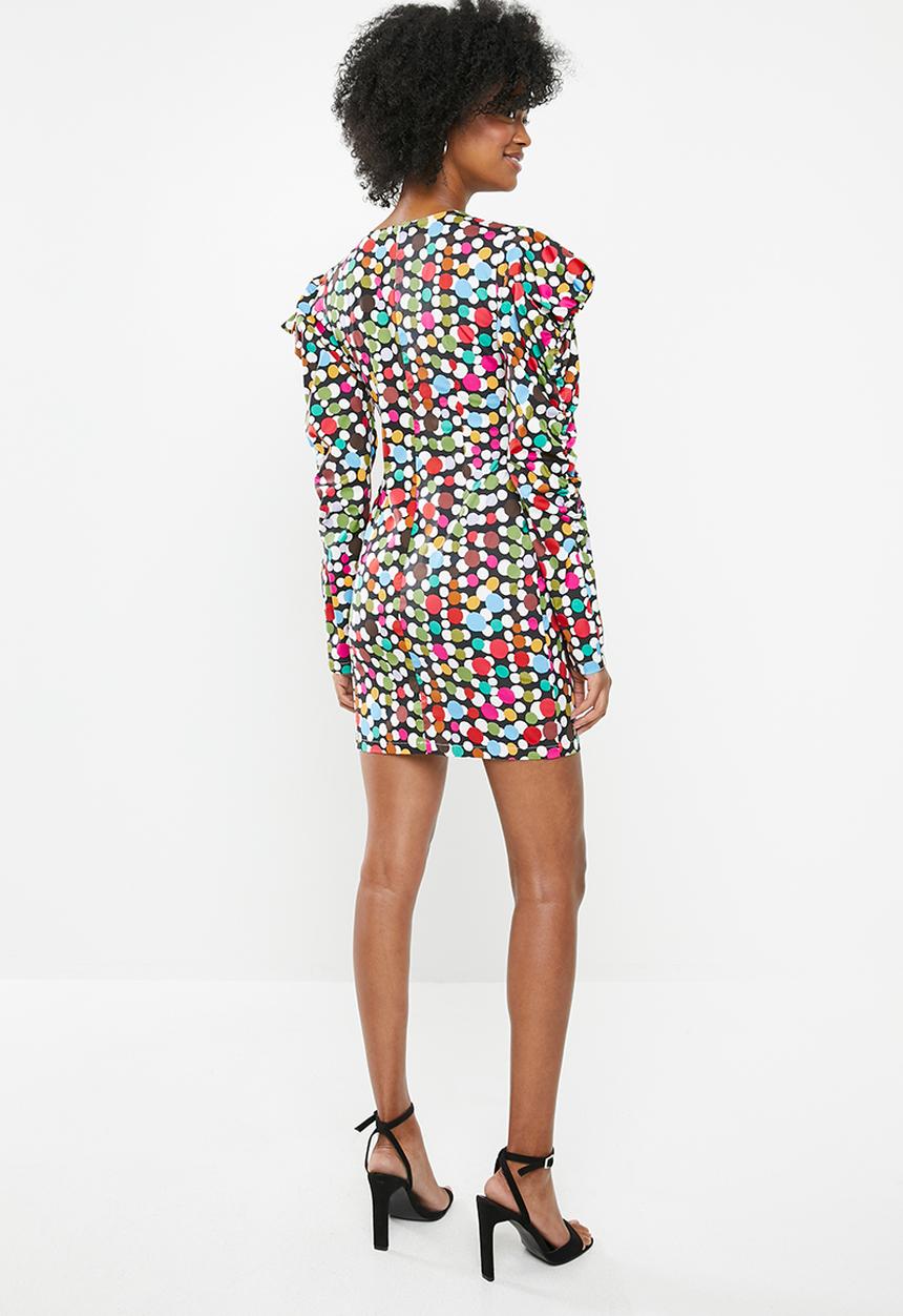 Glamorous - Scatter spot mini with puff sleeve - multi