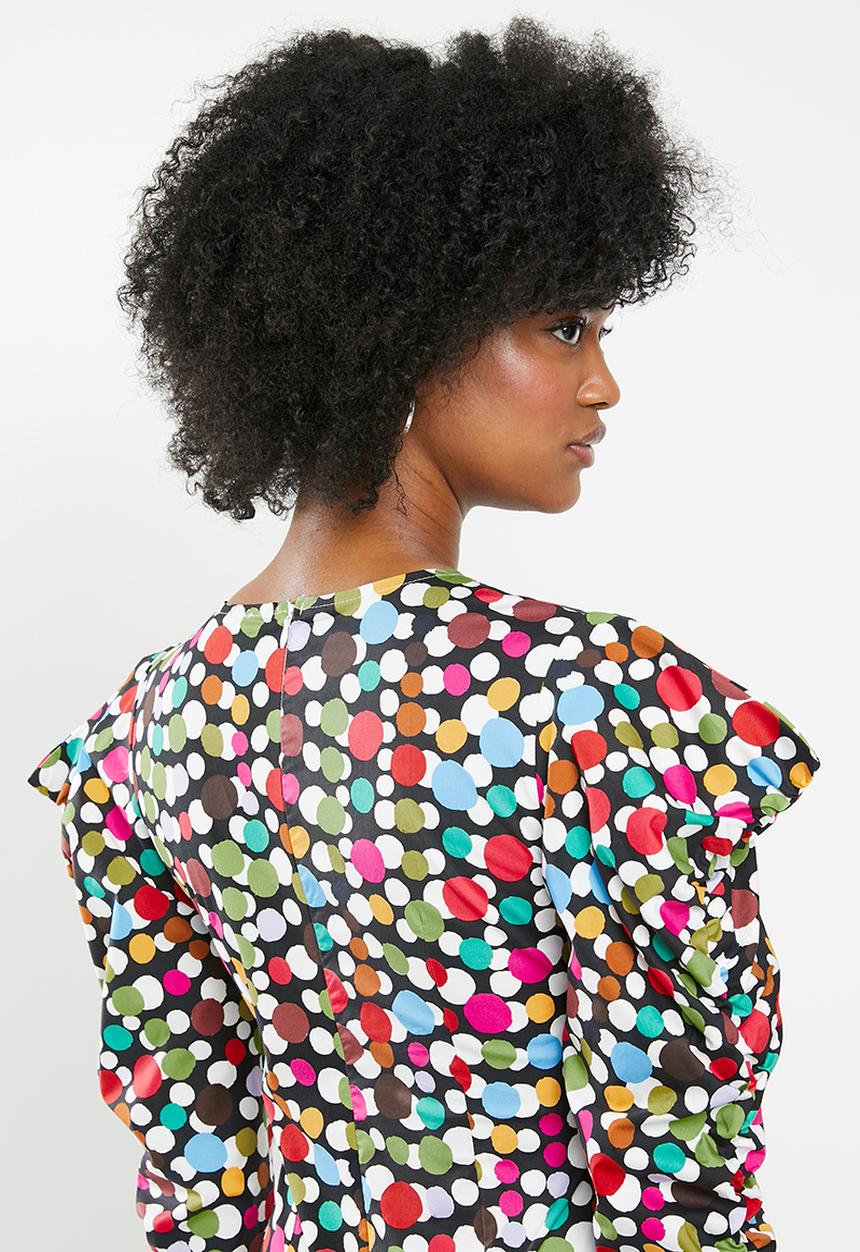 Glamorous - Scatter spot mini with puff sleeve - multi