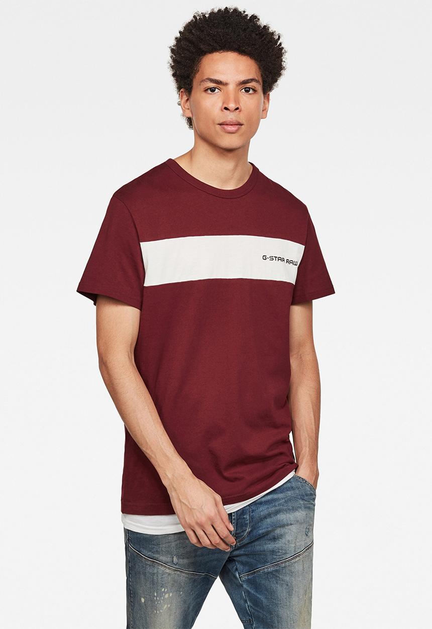 G-STAR - Rodis block round neck T-shirt - burgundy