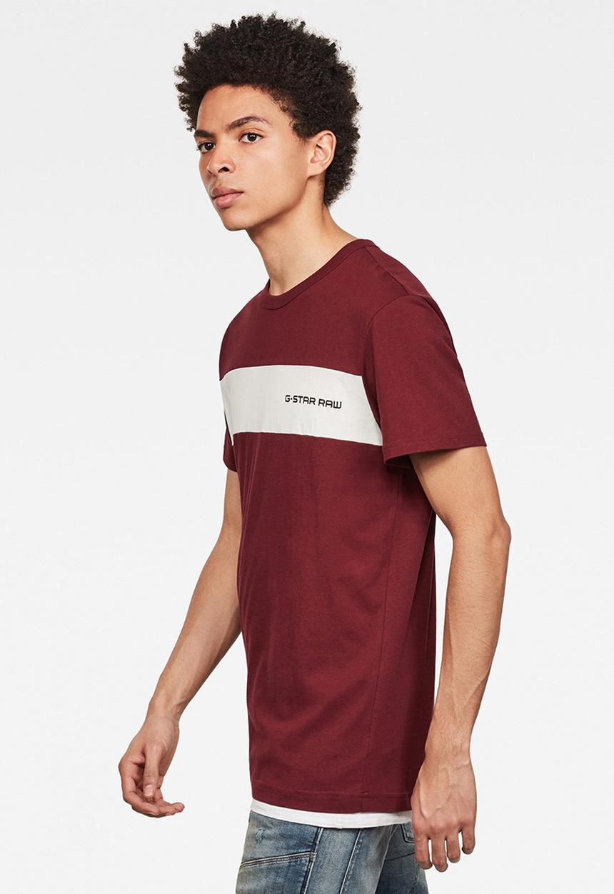 G-STAR - Rodis block round neck T-shirt - burgundy