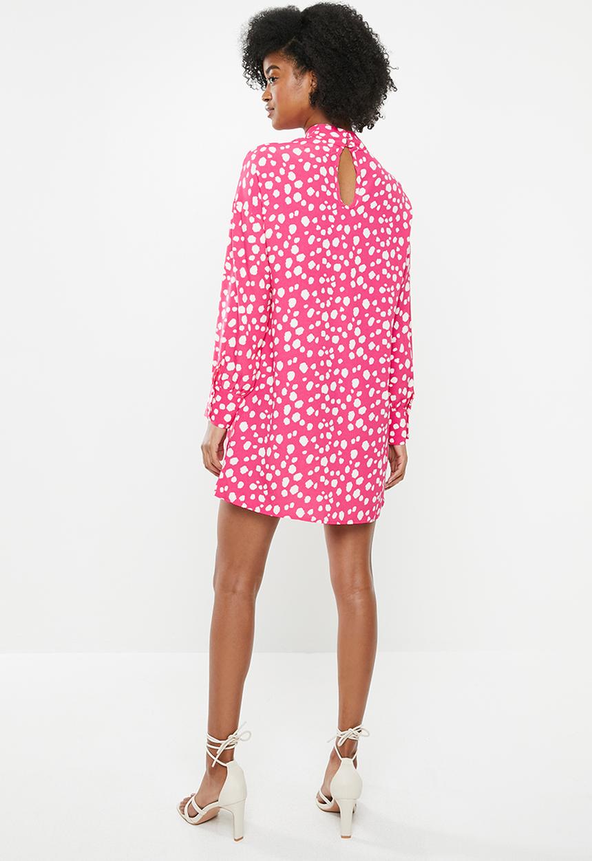 Glamorous - Spot leopard tunic - pink & white
