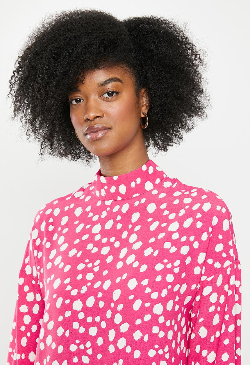 Glamorous - Spot leopard tunic - pink & white