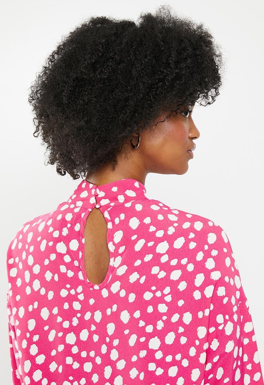 Glamorous - Spot leopard tunic - pink & white