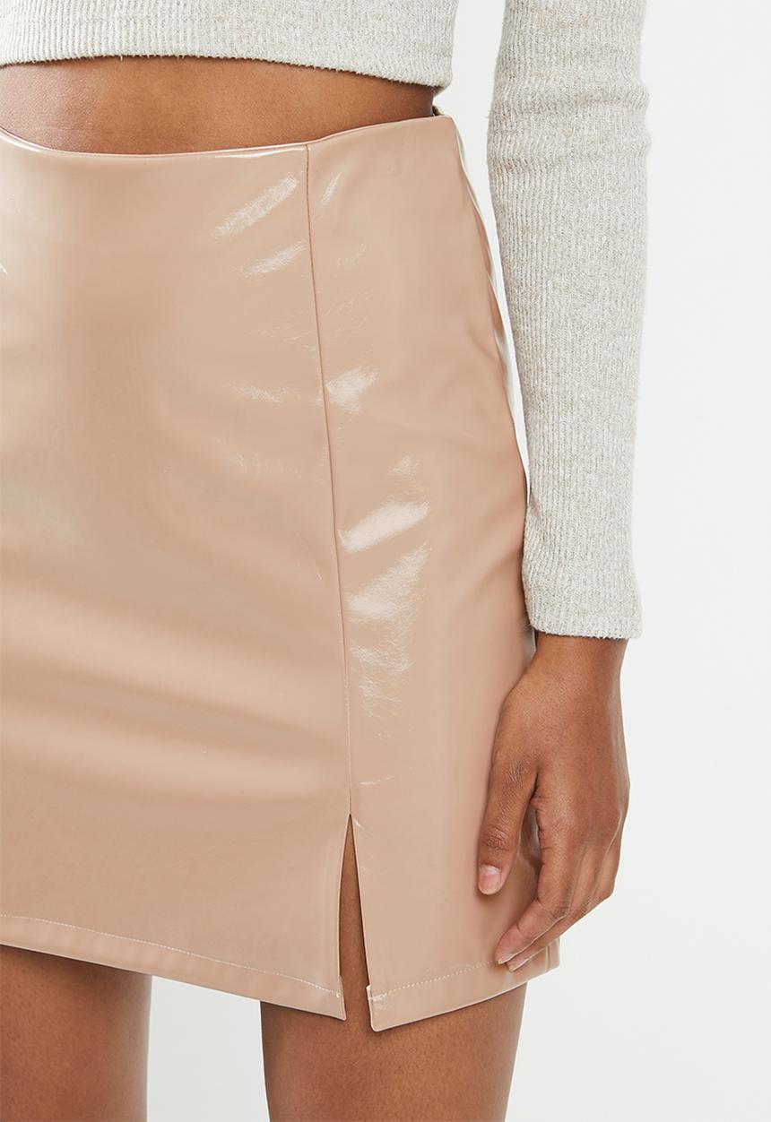 Blake - Vinyl pu skirt - beige